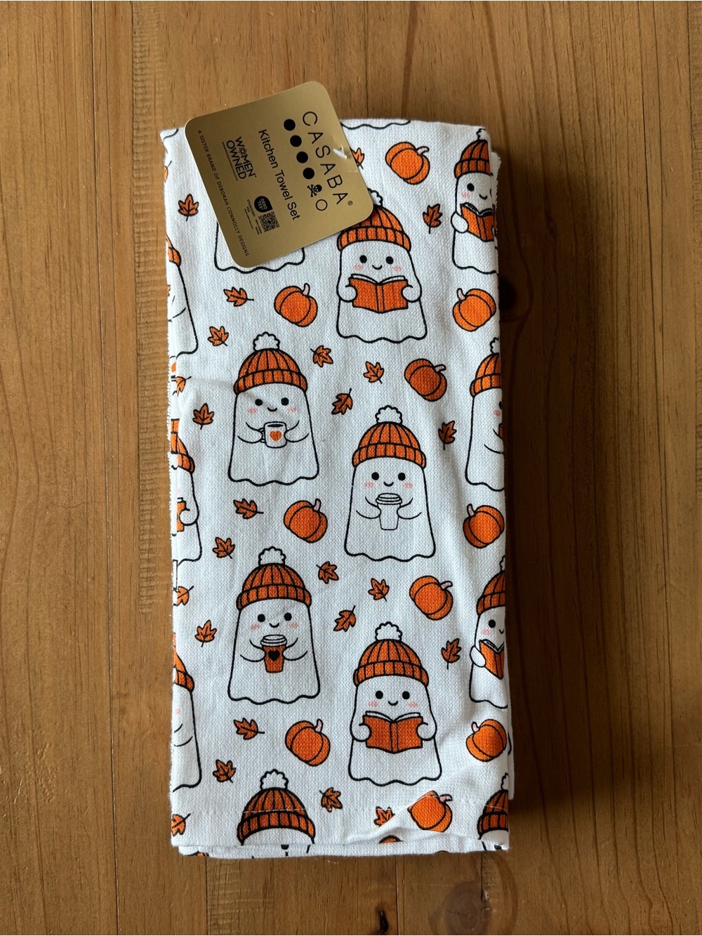 Cute Bookish Ghost Coffee Lover Fall Halloween Decor Casaba Towel Set